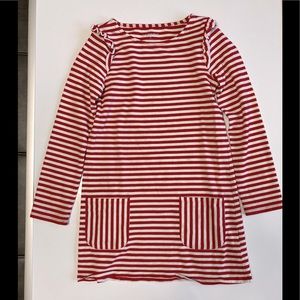 Christmas casual red and white striped long sleeve dress, size 5-6